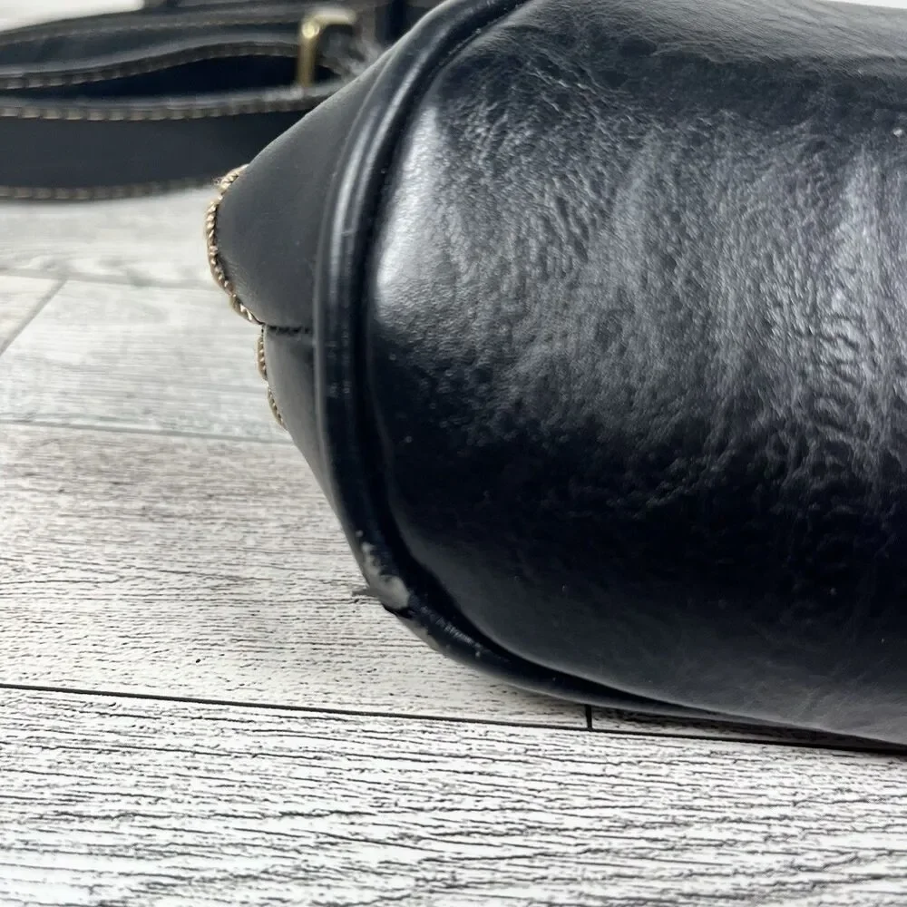 BOC Born Black Faux Leather Crossbody Bag Shoulder Purse Zipper Snap Pockets